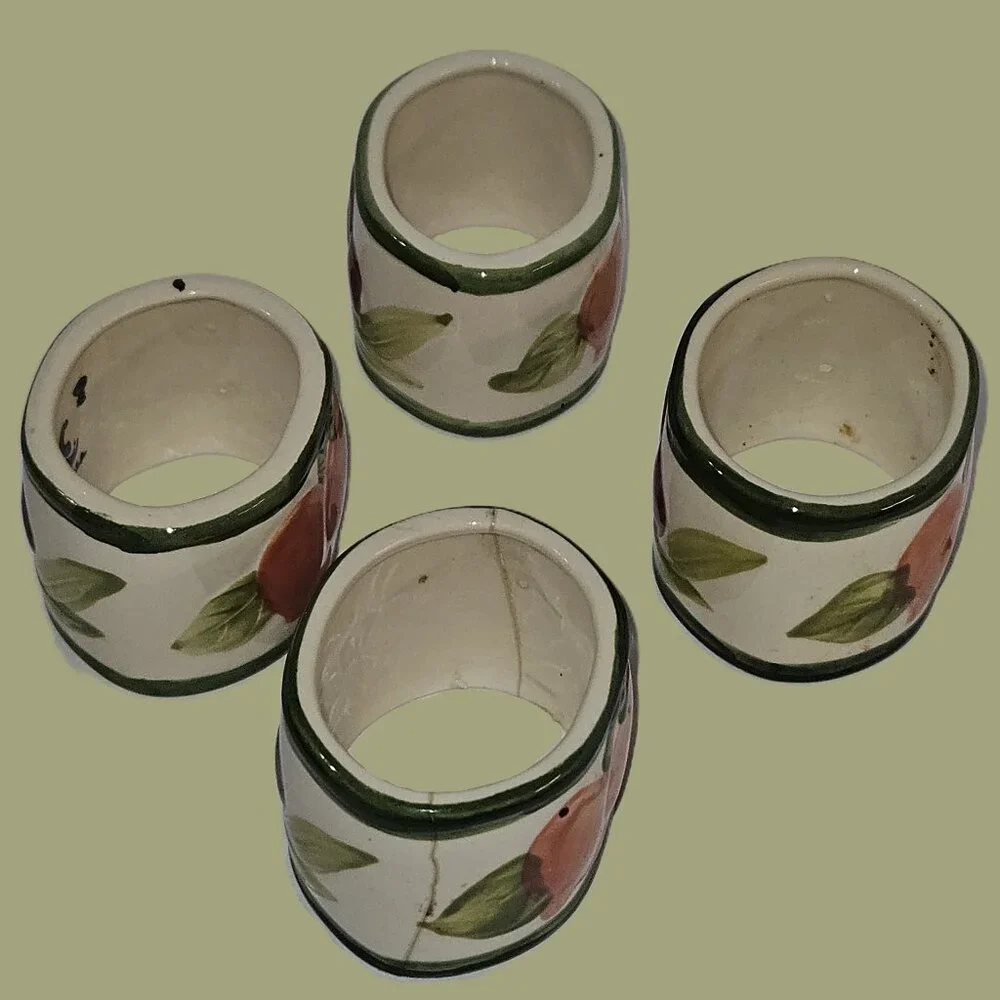 SET of (4) Vintage Franciscan 'Fresh Fruit' Napkin Rings  ***READ***